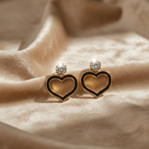 elegant gold heart stud earrings for women | classy daily & party wear