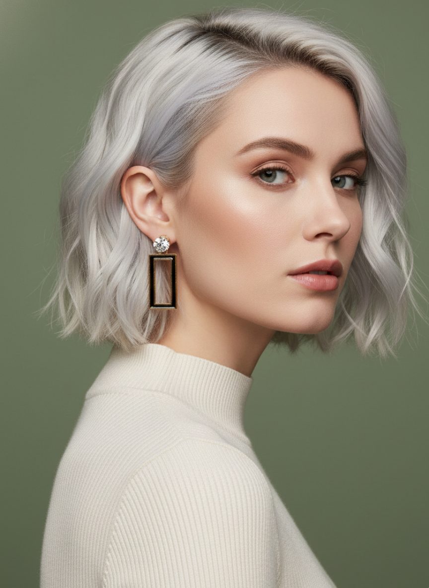 stylish black open rectangle drop earrings for women – gold plated geometric crystal studs stylish black open rectangle drop earrings for women – gold plated geometric crystal studs